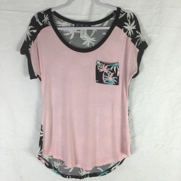 Short Sleeve Round Neck Pocket Tee Palm Trees Size Small - Picture 3 of 6